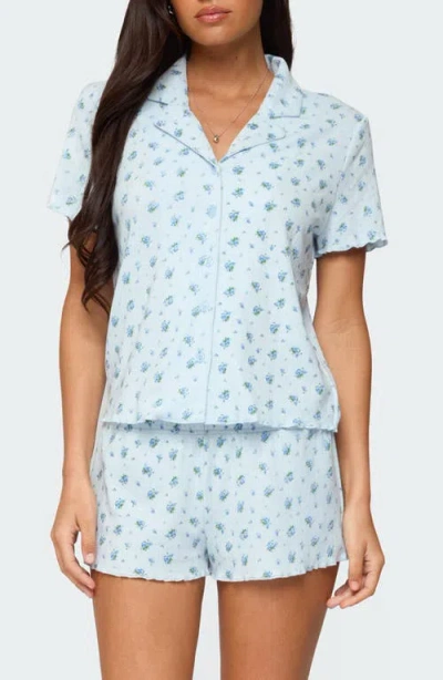 EDIKTED EDIKTED CAMDEN FLORAL POINTELLE BUTTON-UP SHIRT