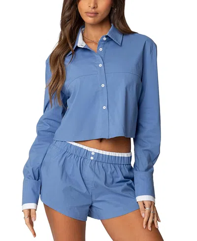EDIKTED DANETTE OVERSIZED BUTTON UP SHIRT