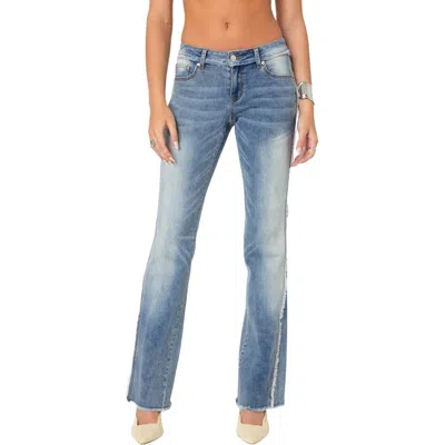 EDIKTED EDIKTED DISTRESSED FRAYED LOW RISE FLARE JEANS