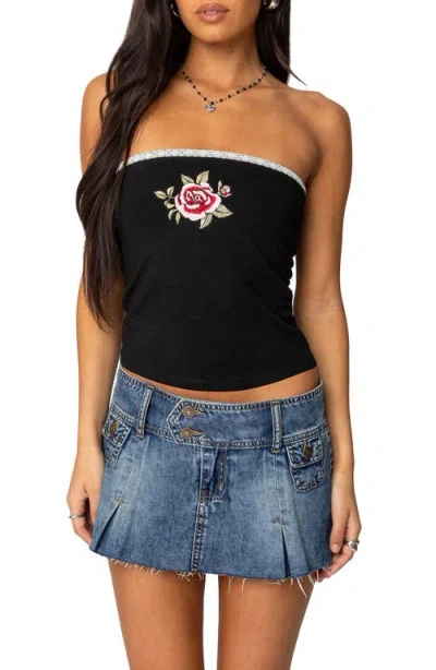 EDIKTED EDIKTED ENORA ROSE EMBROIDED COTTON TUBE TOP