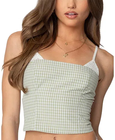 EDIKTED LENORAH LAYERED GINGHAM TOP