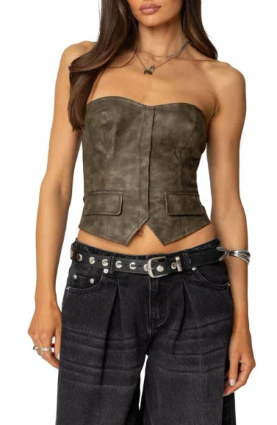 EDIKTED EDIKTED MAYSEN FAUX LEATHER CORSET TOP
