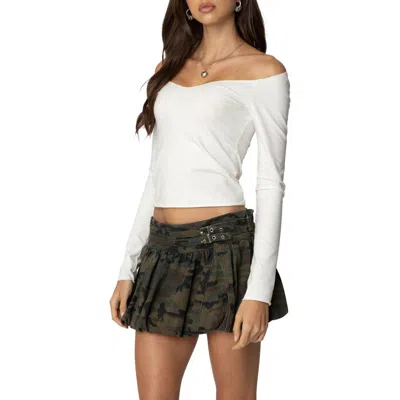 EDIKTED EDIKTED NATTIE OFF THE SHOULDER LONG SLEEVE TOP