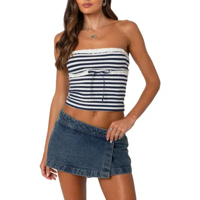 EDIKTED EDIKTED STRIPE LACE TRIM TUBE TOP