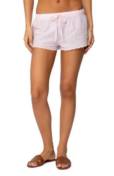 EDIKTED EDIKTED TALULA COTTON EYELET TIE WAIST SHORTS
