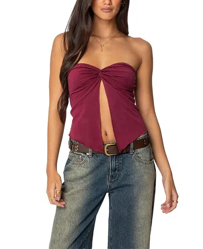 EDIKTED TWISTED SPLIT FRONT TUBE TOP