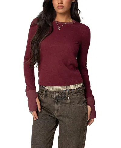 EDIKTED WAFFLE LONG SLEEVE T-SHIRT