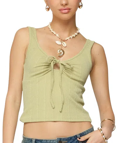 EDIKTED YARAH KEYHOLE TEXTURED RIBBED TANK TOP