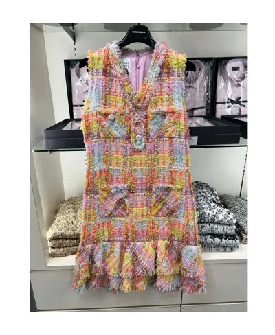 EDWARD ACHOUR PARIS PLAID DETAIL DRESS