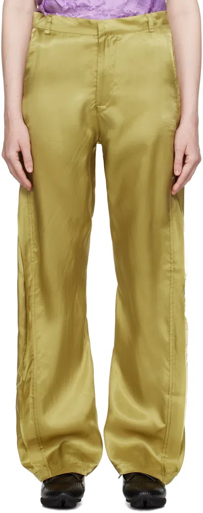 EDWARD CUMING KHAKI TWISTED TAILORED TROUSERS