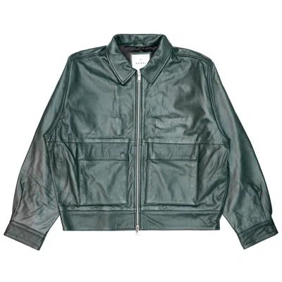 EDWIN MEN'S LEATHER JACKET EDWIN DARK GREEN