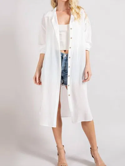 EESOME BUTTON DOWN LONG JACKET IN WHITE