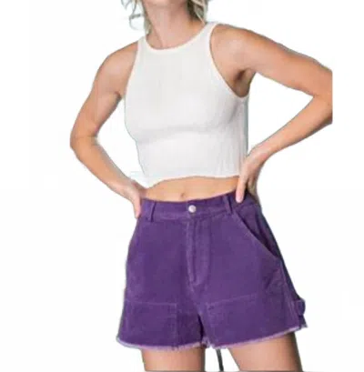 EESOME CORDUROY MINERAL WASHED SHORTS IN PURPLE