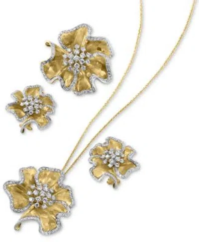 EFFY COLLECTION EFFY DIAMOND FLOWER EARRINGS NECKLACE RING COLLECTION IN 14K GOLD