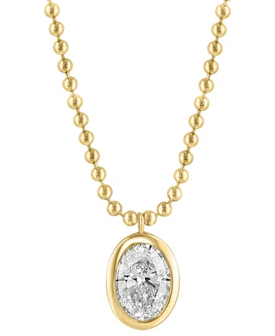 EFFY COLLECTION EFFY LAB GROWN DIAMOND OVAL BEZEL BEADED 18" PENDANT NECKLACE (2 CT. T.W.) IN 14K GOLD
