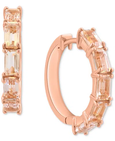 EFFY COLLECTION EFFY MORGANITE SMALL HUGGIE HOOP EARRINGS (2-7/8 CT. T.W.) IN 14K ROSE GOLD-PLATED STERLING SILVER, 