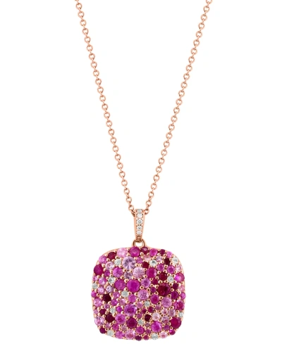 EFFY COLLECTION EFFY MULTI-GEMSTONE (2-3/4 CT. T.W.) & DIAMOND ACCENT CLUSTER 18" PENDANT NECKLACE IN ROSE GOLD-PLAT