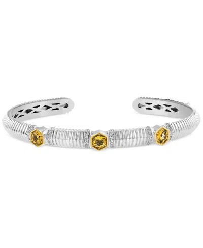 EFFY COLLECTION EFFY SKY BLUE TOPAZ (1 CT. T.W.) & WHITE SAPPHIRE (1/10 CT. T.W.) CUFF BRACELET IN STERLING SILVER &