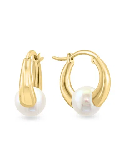 EFFY ENY EFFY ENY WOMEN'S 14K YELLOW GOLDPLATED STERLING SILVER & 6-7MM FRESHWATER PEARL HOOP EARRINGS