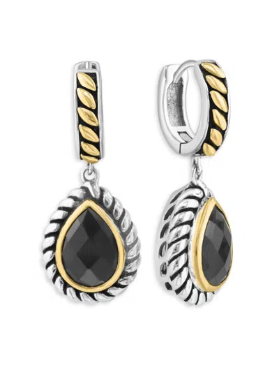 EFFY ENY EFFY ENY WOMEN'S STERLING SILVER, 18K YELLOW GOLD & ONYX DROP EARRINGS
