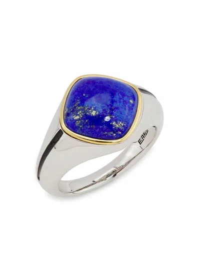 EFFY MEN'S STERLING SILVER, 14K GOLDPLATED STERLING SILVER & LAPIS RING