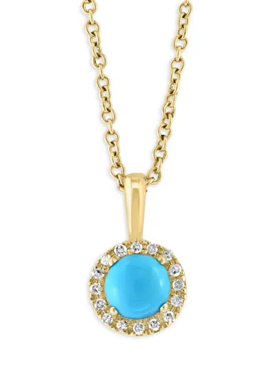 EFFY WOMEN'S 14K YELLOW GOLD, 0.40 TCW TURQUOISE & 0.06 TCW DIAMOND PENDANT NECKLACE