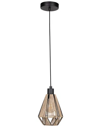 EGLO EGLO ADWICKLE 1 LIGHT MINI PENDANT WITH BLACK FINISH & NATURAL FABRIC SHADE