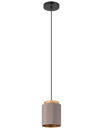 EGLO EGLO ALBARIZA 1 LIGHT MINI PENDANT WITH BLACK FINISH, CAPPUCINO & GOLD SHADE WITH WOOD ACCENT