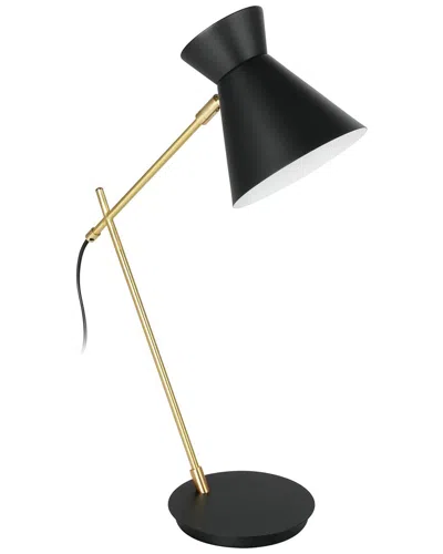EGLO EGLO AMEZAGA 1 LIGHT TABLE LAMP WITH BLACK & BRUSHED BRASS FINISH & BLACK & WHITE SHADE