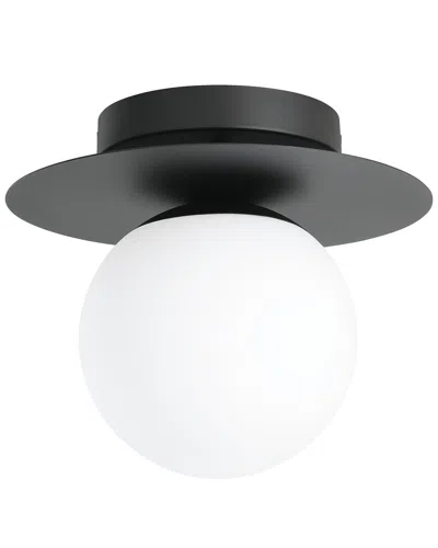 EGLO EGLO ARENALES 1 LIGHT CEILING LIGHT WITH STRUCTURED BLACK FINISH & WHITE GLASS SHADE