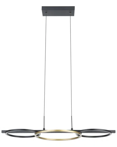 EGLO EGLO BOYAL 3 LIGHT INTEGRATED LED PENDANT WITH BLACK FINISH & 3 CIRCULAR GOLD RINGS