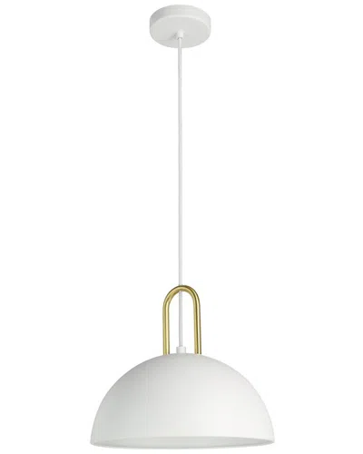 EGLO DISCONTINUED EGLO CALMANERA 1 LIGHT PENDANT WITH WHITE FINISH & WHITE METAL SHADE WITH BRUSHED GOLD 