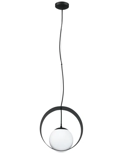 EGLO EGLO CAMARGO 1 LIGHT PENDANT WITH BLACK FINISH & WHITE GLASS SHADE