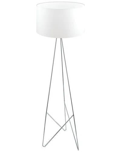 EGLO EGLO CAMPORALE 1 LIGHT FLOOR LAMP WITH GEOMETRIC CHROME BASE & ROUND WHITE FABRIC SHADE