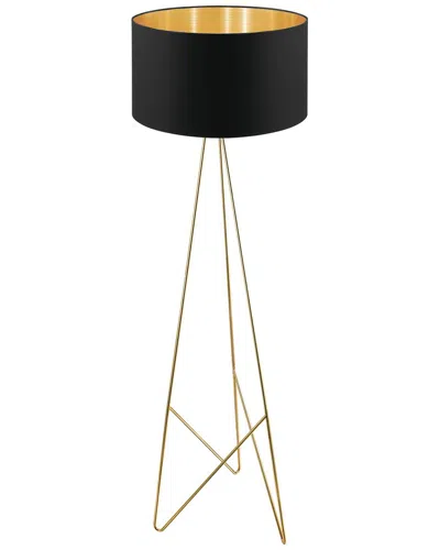 EGLO EGLO CAMPORALE 1 LIGHT FLOOR LAMP WITH GOLD FINISH BASE & BLACK EXTERIOR & GOLD INTERIOR SHADE