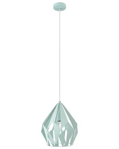 EGLO EGLO CARLTON 1 LIGHT PENDANT WITH PASTEL GREEN FINISH & PASTEL GREEN GEOMETRIC METAL SHADE