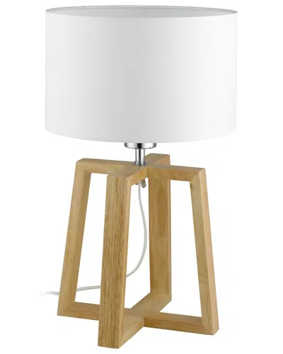 EGLO EGLO CHIETINO 1 LIGHT TABLE LAMP WITH WOOD BASE & WHITE FABRIC SHADE