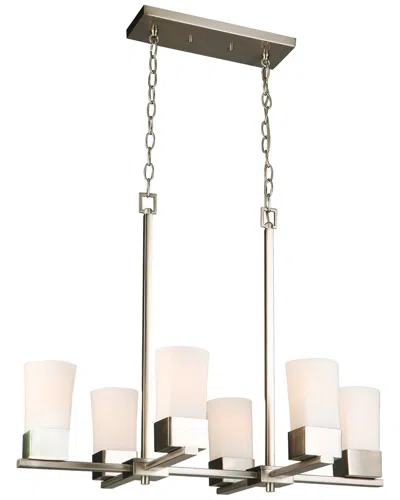 EGLO EGLO CIARA SPRINGS 6 LIGHT MULTI LIGHT PENDANT WITH BRUSHED NICKEL FINISH & FROSTED GLASS SHADES