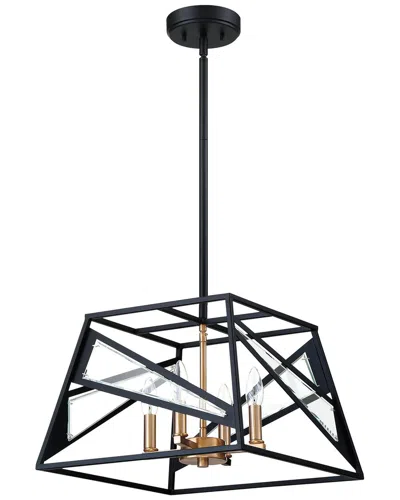 EGLO EGLO CORRIETES 4 LIGHT GEOMETRIC OPEN FRAME PENDANT WITH BLACK FINISH WITH GOLD & CLEAR GLASS ACCENT
