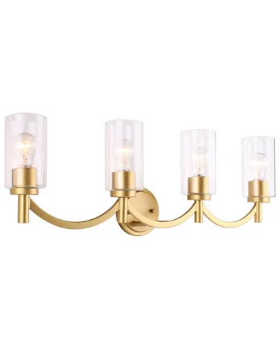 EGLO EGLO DEVORA 4 LIGHT BATH/VANITY LIGHT WITH ANTIQUE GOLD FINISH & CLEAR GLASS SHADES