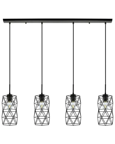 EGLO EGLO ESTEVAU 4 LIGHT LINEAR PENDANT WITH MATTE BLACK FINISH & METAL WIRE CAGE SHADES