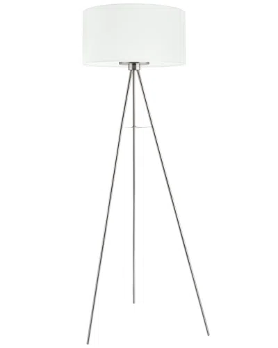 EGLO EGLO FONDACHELLI 1 LIGHT FLOOR LAMP WITH MATTE NICKLE FINISH & WHITE FABRIC SHADE
