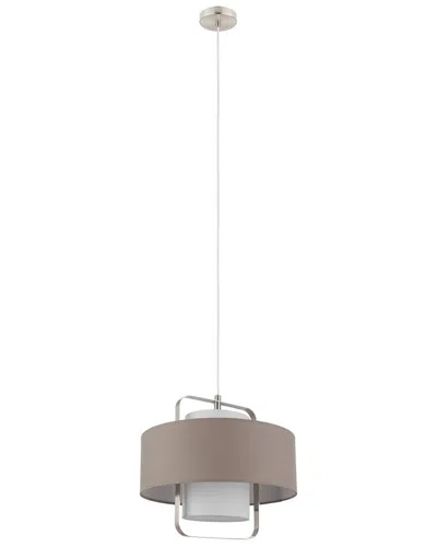 EGLO EGLO FONTAO 1 LIGHT PENDANT WITH MATTE NICKEL FINISH & TAUPE WITH WHITE INTERIOR SHADE SURROUNDING A