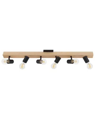 EGLO EGLO KINGSWOOD 6 LIGHT OPEN BULB TRACK LIGHT WITH NATURAL WOOD & BLACK FINISH
