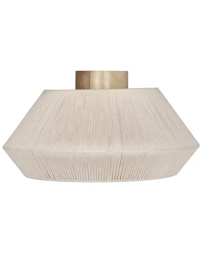 EGLO EGLO LANIER 1 LIGHT CEILING LIGHT WITH CREAM TEXTILE THREAD SHADE & WOOD CANOPY