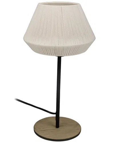 EGLO EGLO LANIER 1 LIGHT TABLE LAMP WITH BLACK FINISH & CREAM TEXTILE THREAD SHADE
