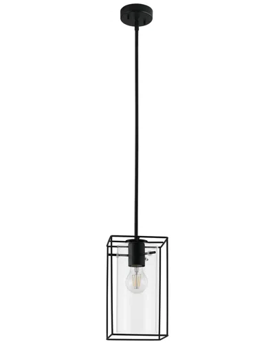 EGLO EGLO LONCINO 1 1 LIGHT MINI PENDANT WITH BLACK METAL OPEN FRAME SURROUNDING A CLEAR GLASS SHADE
