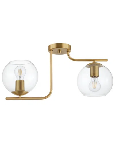 EGLO EGLO MAROJALES 2 LIGHT CEILING LIGHT WITH BRUSHED GOLD FINISH & CLEAR GLASS SHADES