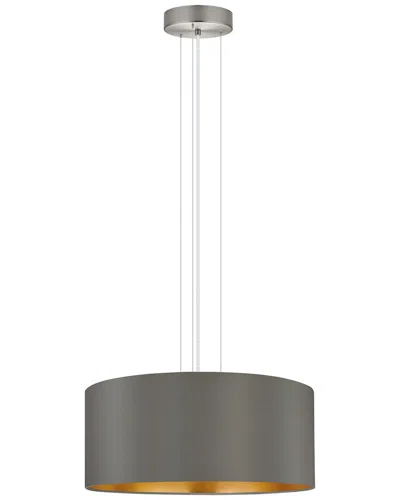 EGLO EGLO MASERLO 3 LIGHT PENDANT WITH SATIN NICKEL FINISH & CAPPUCINO WITH GOLD INTERIOR SHADE