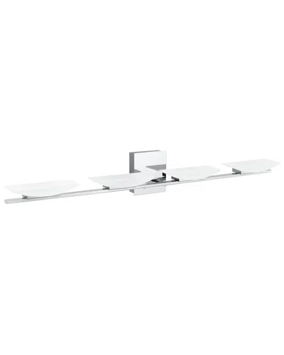 EGLO EGLO METRASS 4 LIGHT INTEGRATED LED BATH/VANITY LIGHT WITH CHROME FINISH & SATIN SHADE